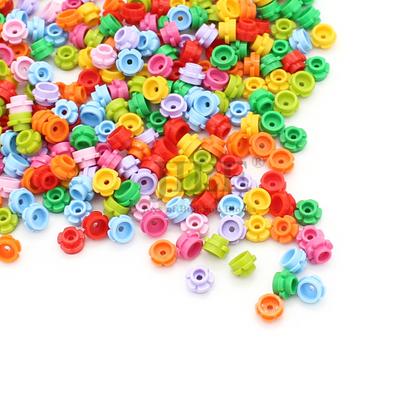 500 Stück Pflanzenbausteine Platte Rund 1x1 mit Blütenrand 5 Blütenblätter Grasblüte Kompatibel 24866 Konstruktionssteine Spielzeug