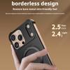 For iPhone 16 Pro Max Magnetic Case with Kickstand Borderless PU+Metal Drop Proof Phone Back Cover