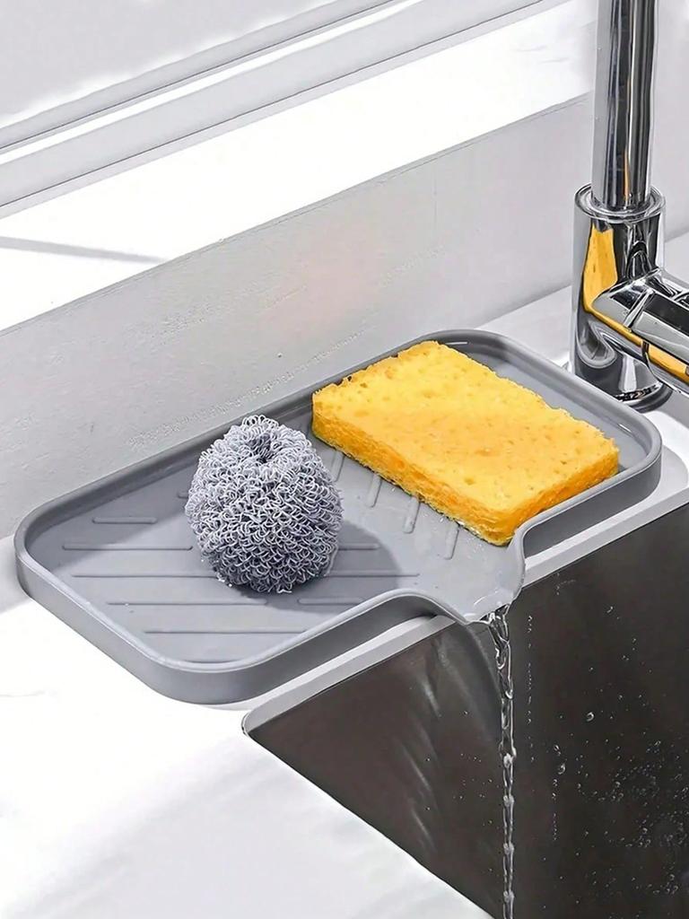 1pc Soap Dish With Drainage - Anti-Splash, Non-Slip Countertop Mat For Kitchen & Bathroom Sinks,Non-Slip Kitchen Mats For Sink Side