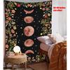 Rexful Moonlit Garden Tapestry, Moon Phase Surrounded by Plants and Flowers Black Wall Hanging Blanket 36×48 inch