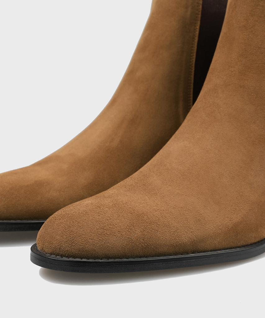 Firenze Atelier Slimline Black Sole Suede Chelsea Boots 3332-Qs [Mid Brown]