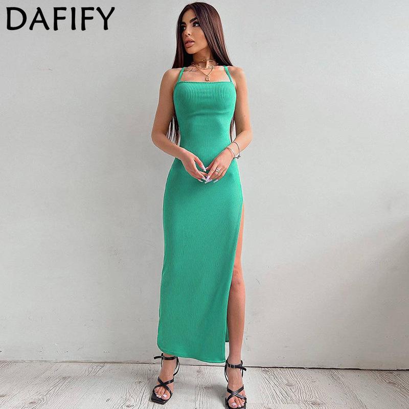 

DAFIFY женские модные летние весенние однотонные повседневные платья без рукавов с подтяжками и высокой талией