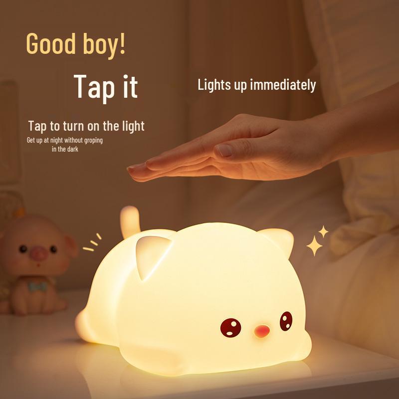 Silicone Cat Night Light: Rechargeable Bedside Lamp for a Cozy Atmosphere