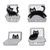 Adorable Black Cat Cartoon Alloy Brooch Cute Animal Badge Charming Cat Accessory