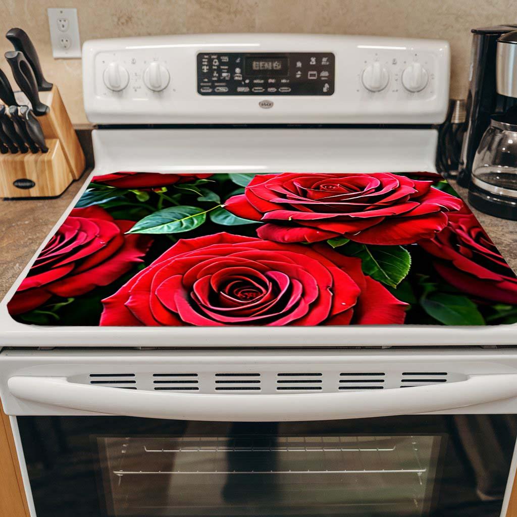 

1 шт. Резиновый коврик для сушки с элегантным принтом красной розы для кофейни, ресторана, кухни, ковер, настольный коврик для посуды, долговечный коврик из диатомовой грязи, коврик для питомца, кофейная посуда 30*40