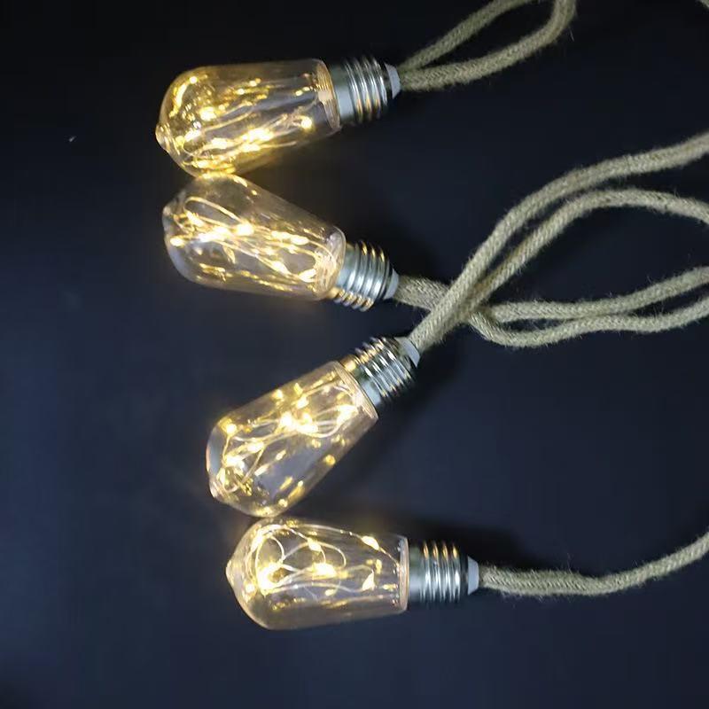 Wasserdichte Outdoor Solar Hanfseil Lichterketten - Kupferdraht Weihnachts- & Campingplatz Dekoration
