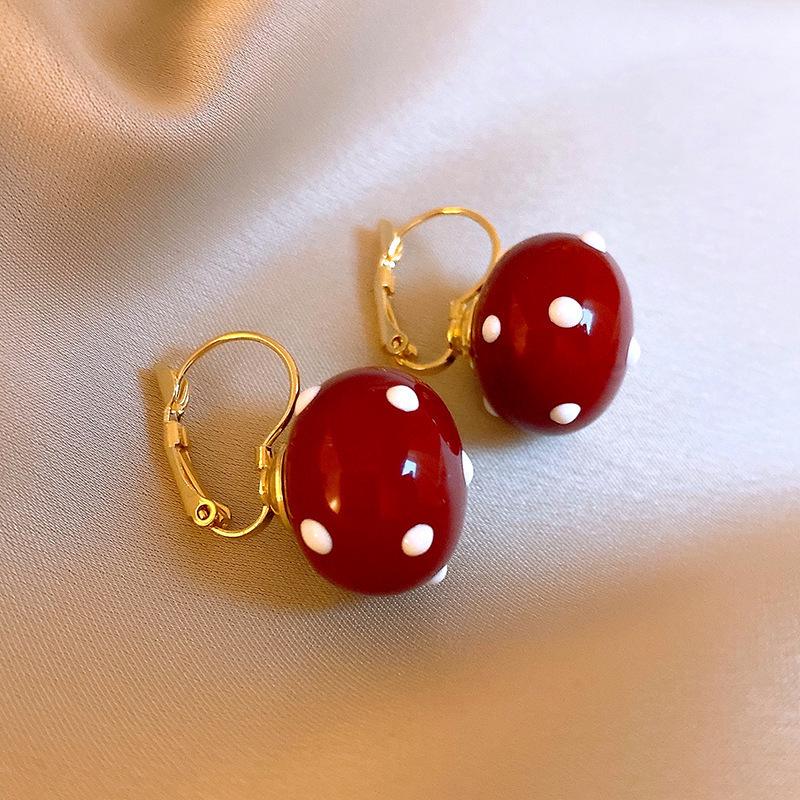 Ancola Silver Needle Red Heart Earrings – Fashionable, Luxurious & Elegant for Autumn/Winter 2025