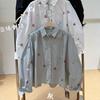 We1116 Autumn New Women's Lapel Japanese Cotton Shirt Loose Shirt Top Cardigan Embroidery Literary Style Ins