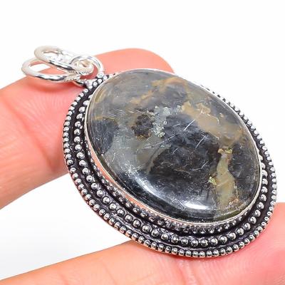 Natural Coconut Jasper Gemstone 925 Sterling Silver Gift Pendant 2.17" c8W54