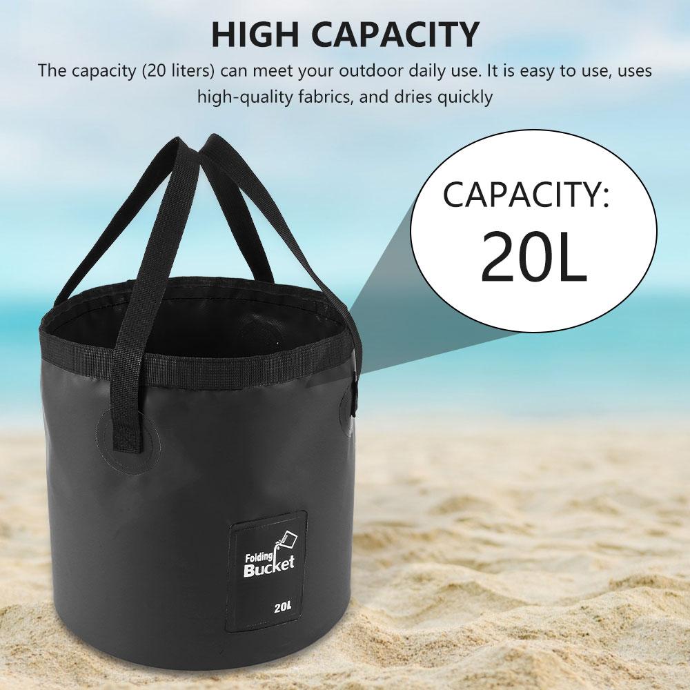 20L Easy Hold Foldable Bucket Outdoor Camping Fishing Travel Water Storage Bag Best Water Resist Water Bags Fishing Accessories Supplies