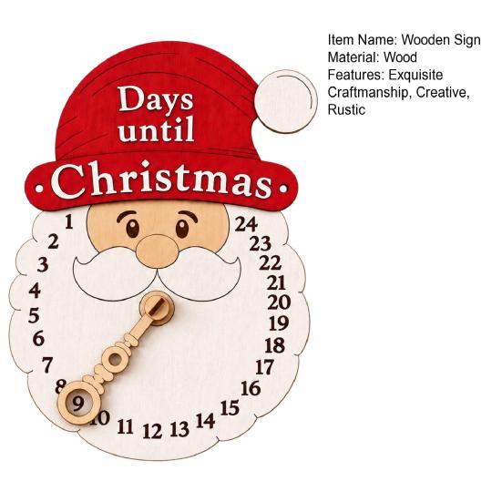 Rustic Holiday Decor Christmas Advent Calendar Wooden Hanging Sign, 24 Days Welcome Sign with Rope, Decorative Wall Santa Countdown Decorations