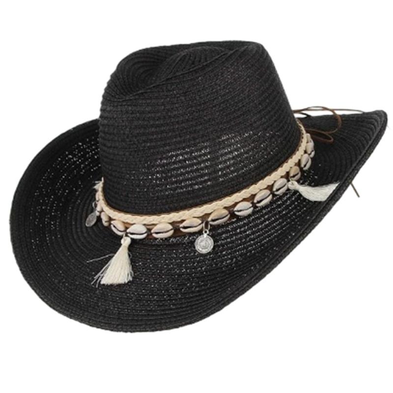 Cowboy Hat Braided Straw Hat for Disco House Cocktails Parties Vacation for Male Female Comedian Actor
