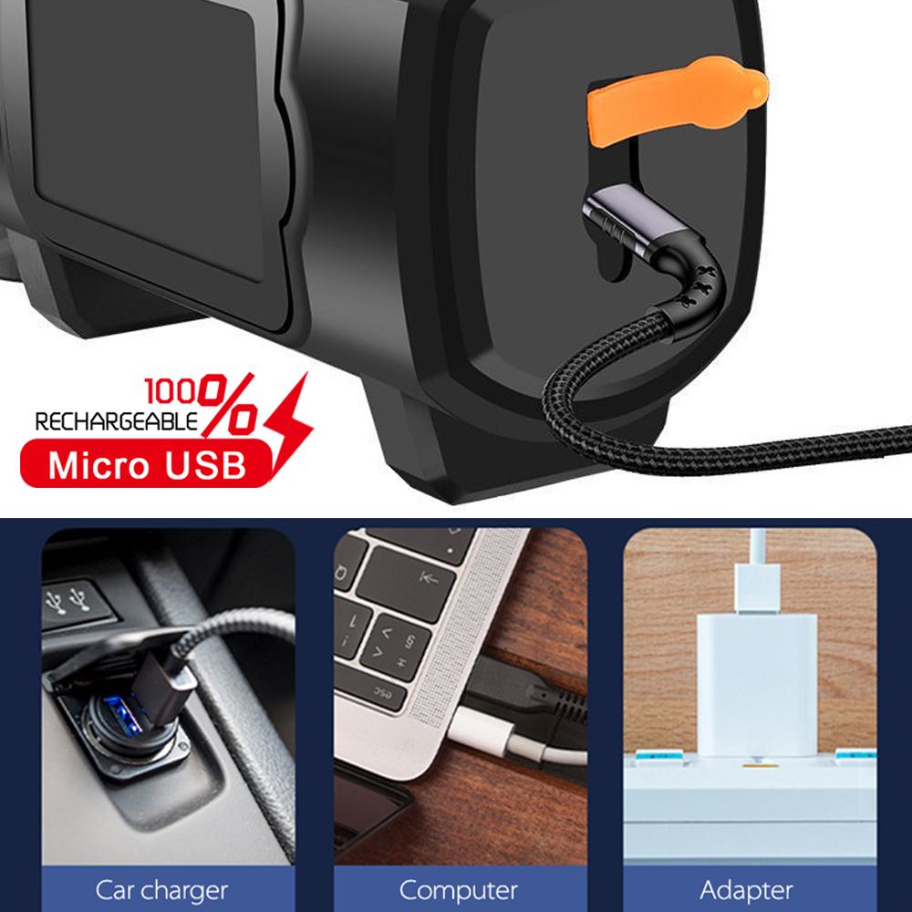 Powerful Handheld LED Searchlight Flashlight USB Rechargeable Work Light Portable Camping Light Torch with Shoulder Strap