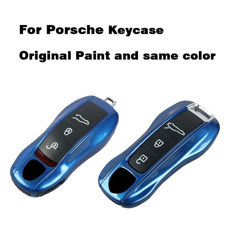 Étui de clé de voiture Couleur Bleu Saphir Pour Porsche Mancan Panamera Cayenne 718 911 Boxster Cayman Coque de remplacement pour clé Kit