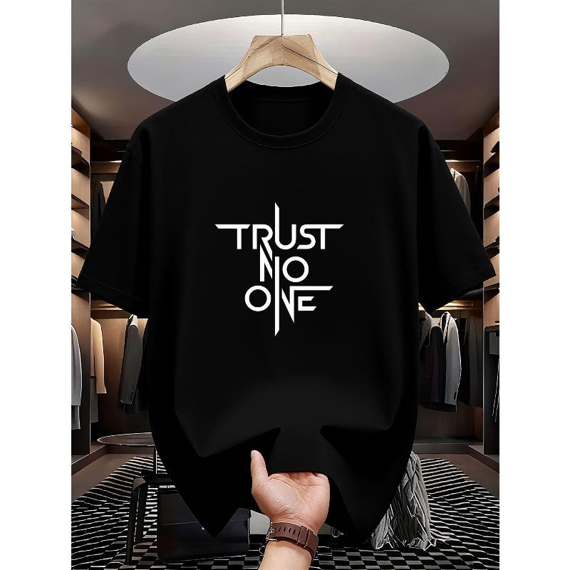 

TRUST NO ONE Skeptic Graphic Tee | Paranoid Street Style | Bold Distrust Motif | Quick-Dry Performance Fabric | Edgy All-Season Statement Top 4XL чорний
