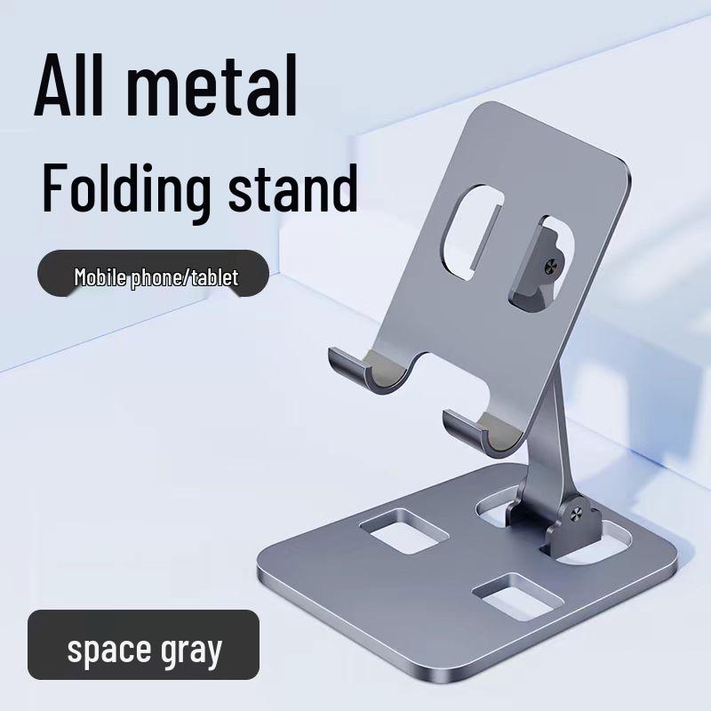 Foldable Metal Phone & Tablet Stand for Desktop Live Streaming and Overhead Shots, 360° Rotating, Perfect Gift.