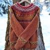 Multicolor Round Neck Knit Sweater with Sheep Pattern