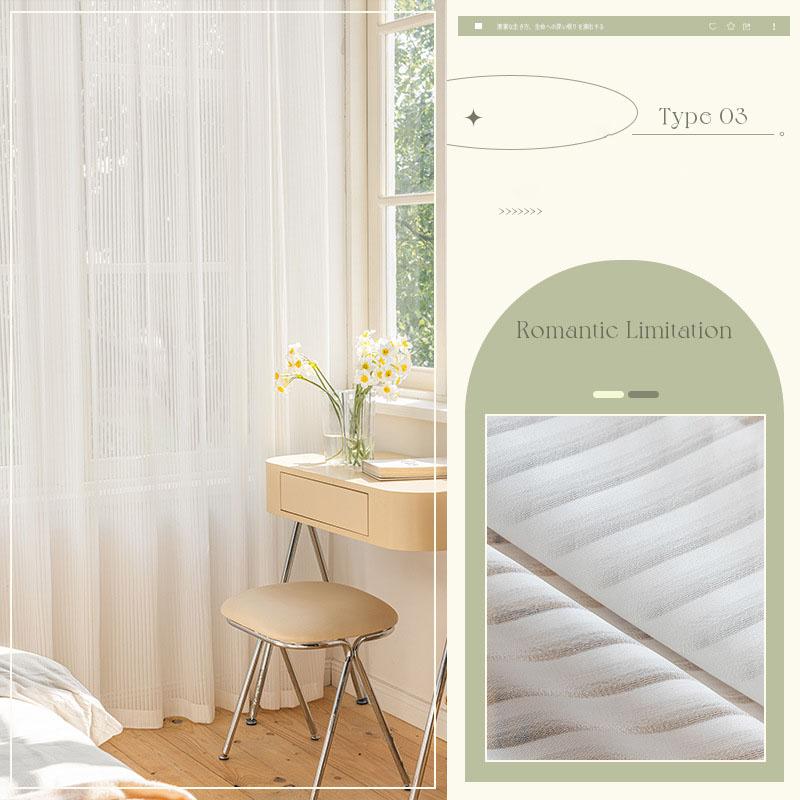 Semi Sheer White Curtains 40%-70% Light Filtering Vertical Striped Voile Drapes for Balcony Bedroom Living Room Window Privacy