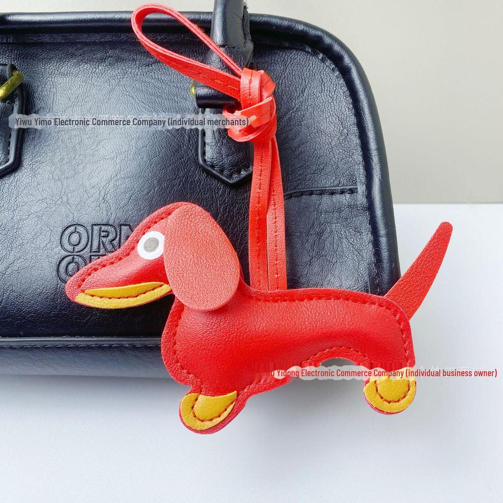 Dackel-Schlüsselanhänger aus PU-Leder: Niedliches grenzüberschreitendes Autozubehör und kreatives Taschenornament.