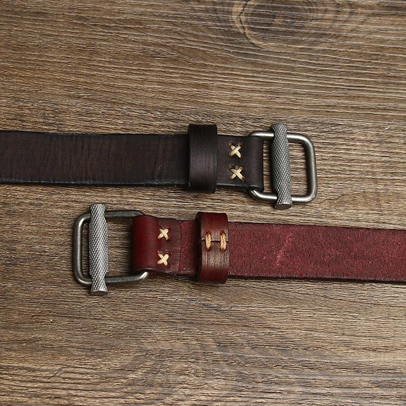 Personalized New Retro Versatile Belt Women'S Genuine Leather Non-Porous Toothless Smooth Buckle Pure Cowhide Belt Women'S Belt Tide