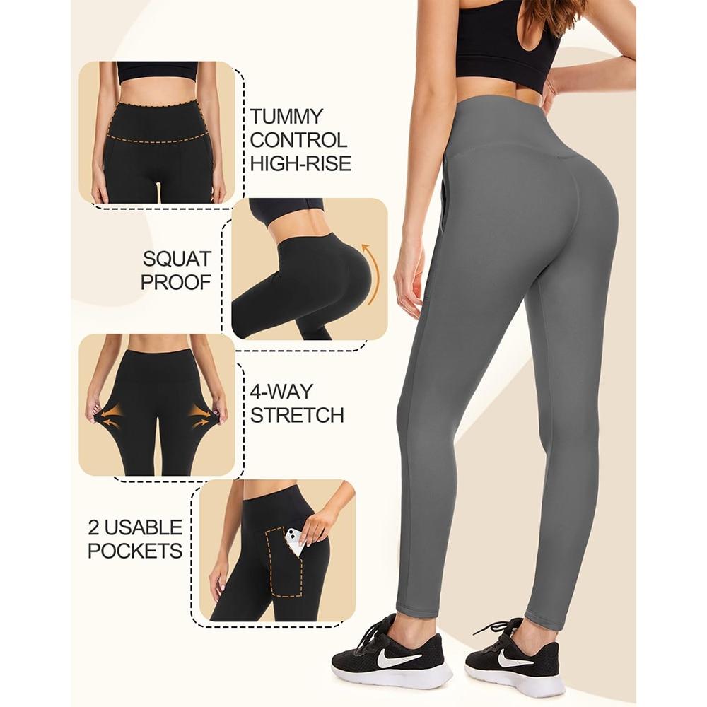 Ronyes Women's High Waist Push-Up Sports Leggings, Grey