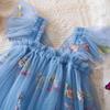 Mode Filles Robe de Princesse Papillon Mignon Robes Brodées Fleurs Colorées
