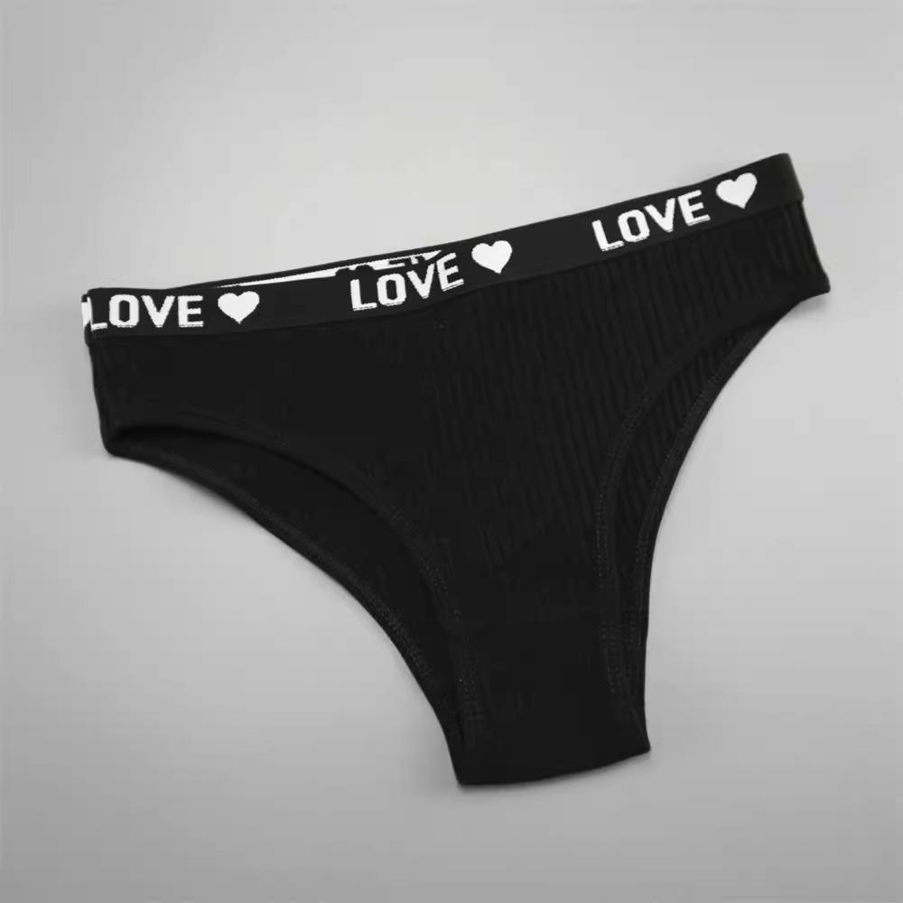 V-Shaped Women's Cotton Ribbed Triangle Mid-Waist Hip-Lifting Breathable Panties