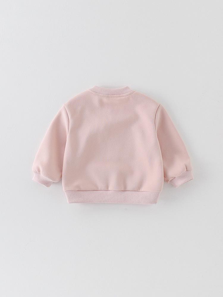 Spring 2026 Girls' Cartoon Hoodie: Cute, Versatile Infant Baby Pullover with Long Sleeves - Class A