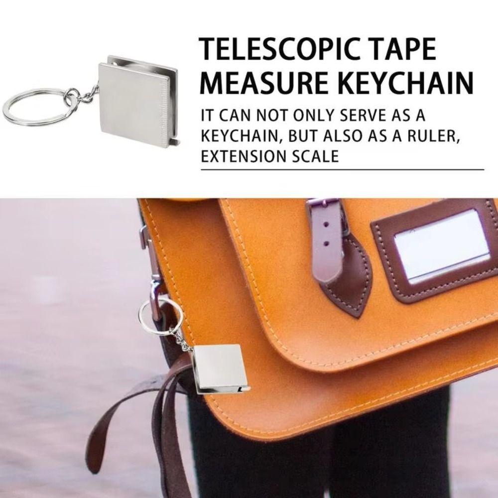 Double Scale Tape Measure Keychain Mini Size Keyring Pull Ruler  Hand Gauging