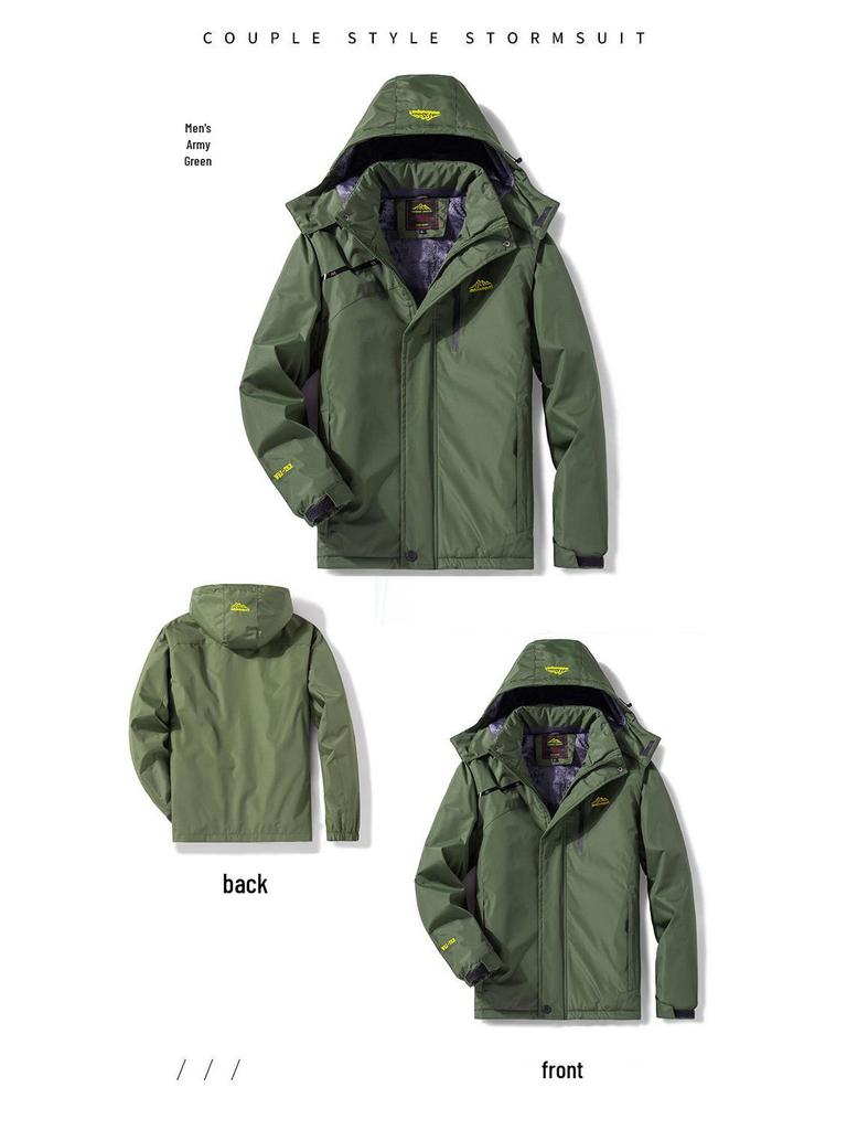 Men's Waterproof Fleece-Lined Winter Jacket for Mountaineering, Camping, and Travel
