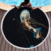 Jellyfish Round Beach Towel Microfiber Absorbent Quick Dry Sand Free Picnic Mat for Bathroom Pool Surf Travel Outdoor Meditation