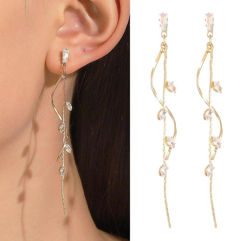 925 Silver Needle Green Red Butterfly Long Tassel Earrings For Women Jewelry Trending Korean Fashion Crystal Drop Earrings