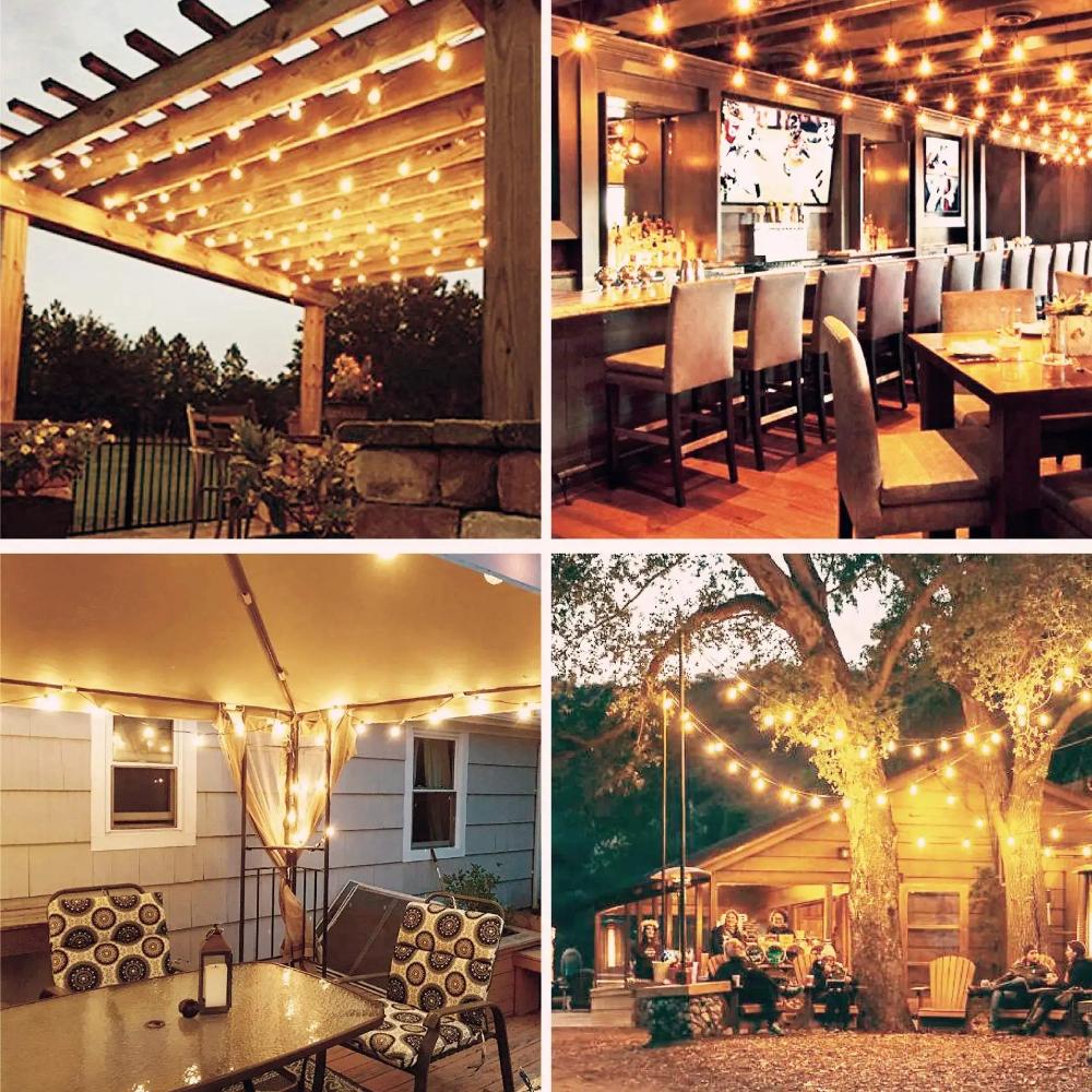 15M Solar String Lights Outdoor Patio Lights USB Recharger 8 Light Modes Shatterproof Bulbs Weatherproof Hanging Christmas Light