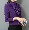 New Stand-up Collar Lace Long-sleeved Shirt Ladies White Shirt Professional Shirt