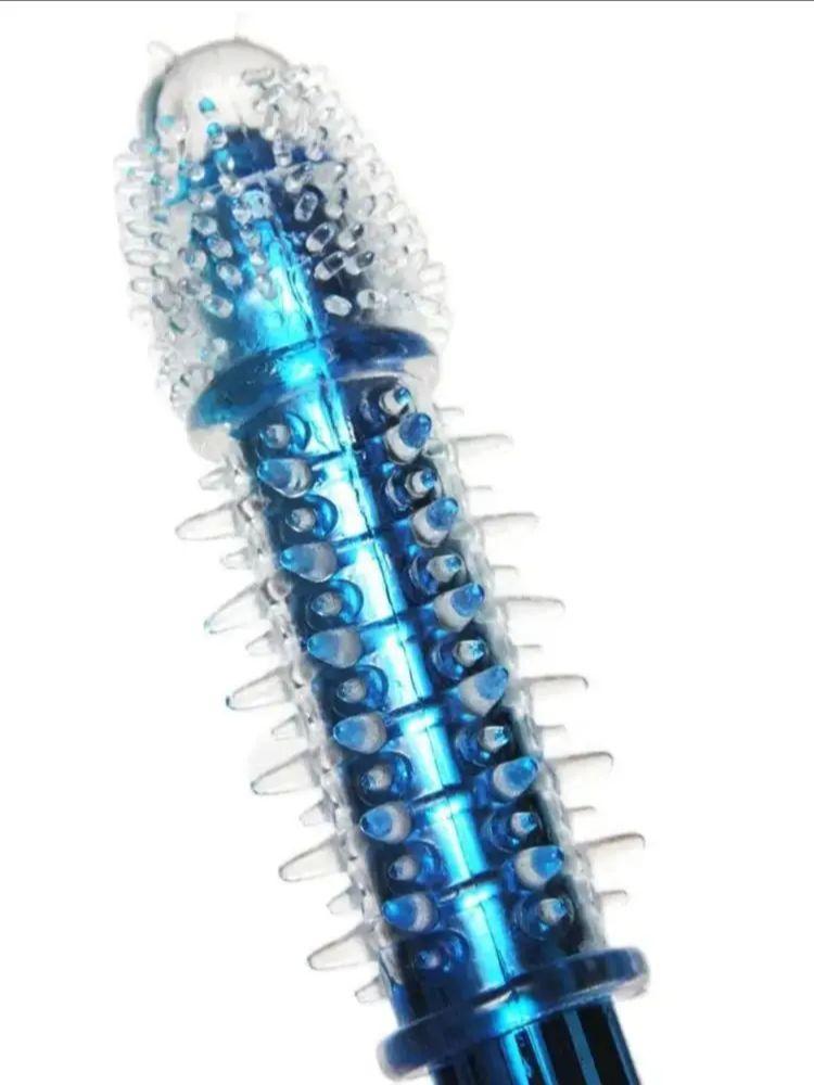 Dotted Textured Penis Sleeves Bold Extender Lasting Thorn Condom Elastic Penis Sleeve Clit Massage Delay CockRing Sheath for Man