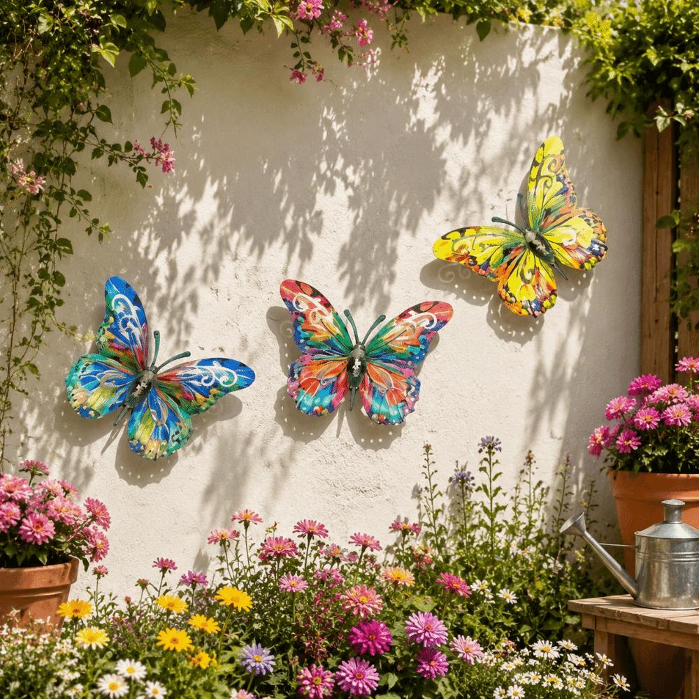 4 stuks Metalen Vlinder Muurkunst Multifunctioneel Vlinder Muurhanger Vlinder Muurdecor Tuin