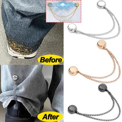 3pairs Sliver Magnetic Adjustable Trouser Legs Clips For Pants Pin Retractable Fixed Leg Pants Loose Button For Jeans Cardigan
