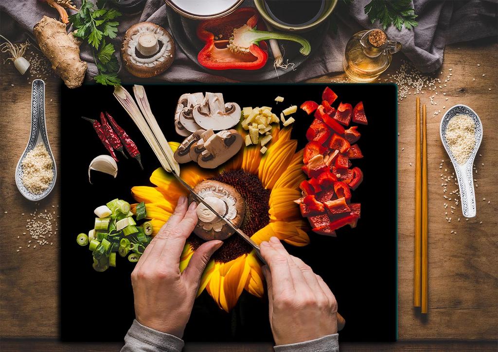 GLASS CUTTING BOARD 52x40 FLOWER
