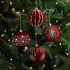 Durable Plastic Flocked Christmas Ball 8cm Red&Gold Christmas Tree Balls Suspensable Xmas Ornament Ball Scene Supplies
