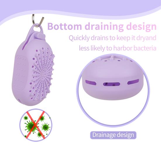 Tvålpåse i silikon med dräneringshål Knappdesign Dubbelsidig exfolierande tvålpåse Tvålsparande ficka Duschkroppsskrubb