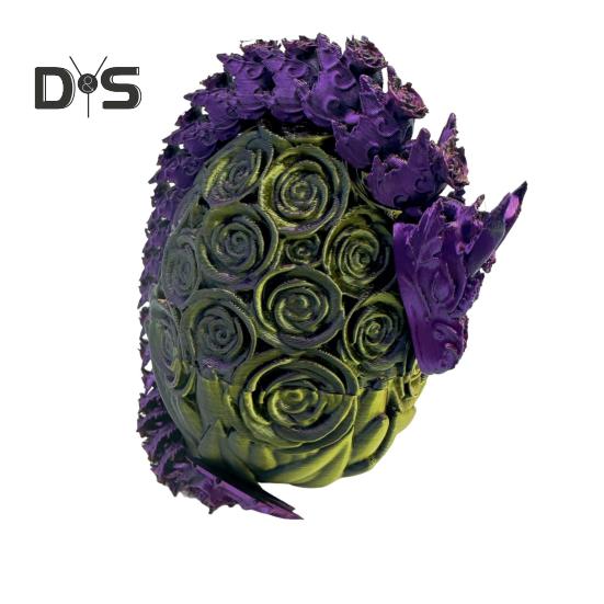 3D Printed Rose Dragon Articulated Dragon with Egg Flexible Rose Dragon with Movable Joints Desktop Stress Relief Toy for Home Office School