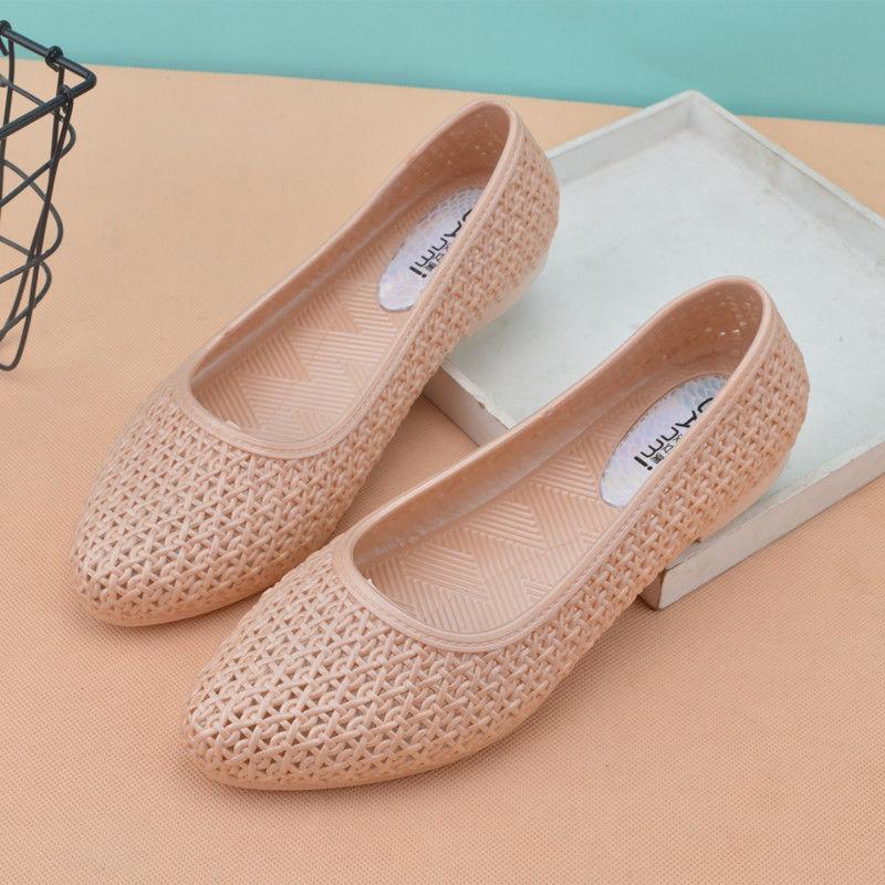 Women's Pointed Fashion Sandals Summer Flat Bottom Hollow Plastic Versatile Work Shoes