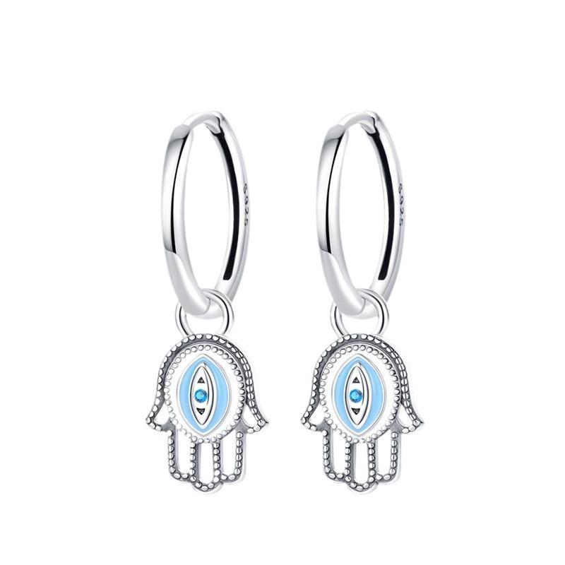 Earrings S9 Sterling Silver Premium Demon'S Eye Oil Drop Earrings