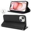 Stand Case for iPhone 15 Litchi Texture Leather Flip Phone Cover with Strap/Wallet