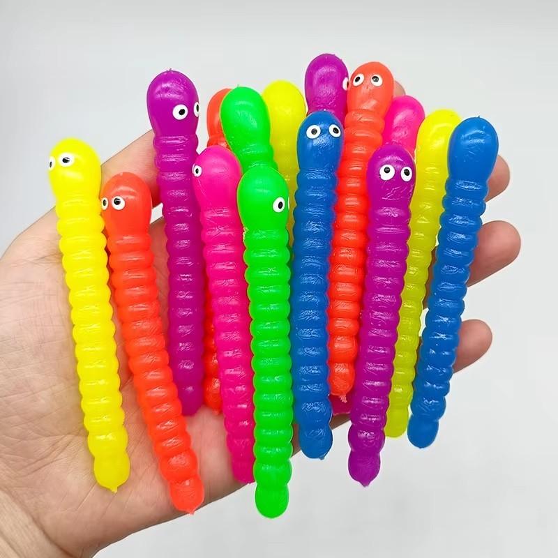 5PCS Colored Caterpillar Pull Worm Noodle Fidget Toys Stretch String TPR Rope Anti Stress String Stress Relief Autism Vent Toys