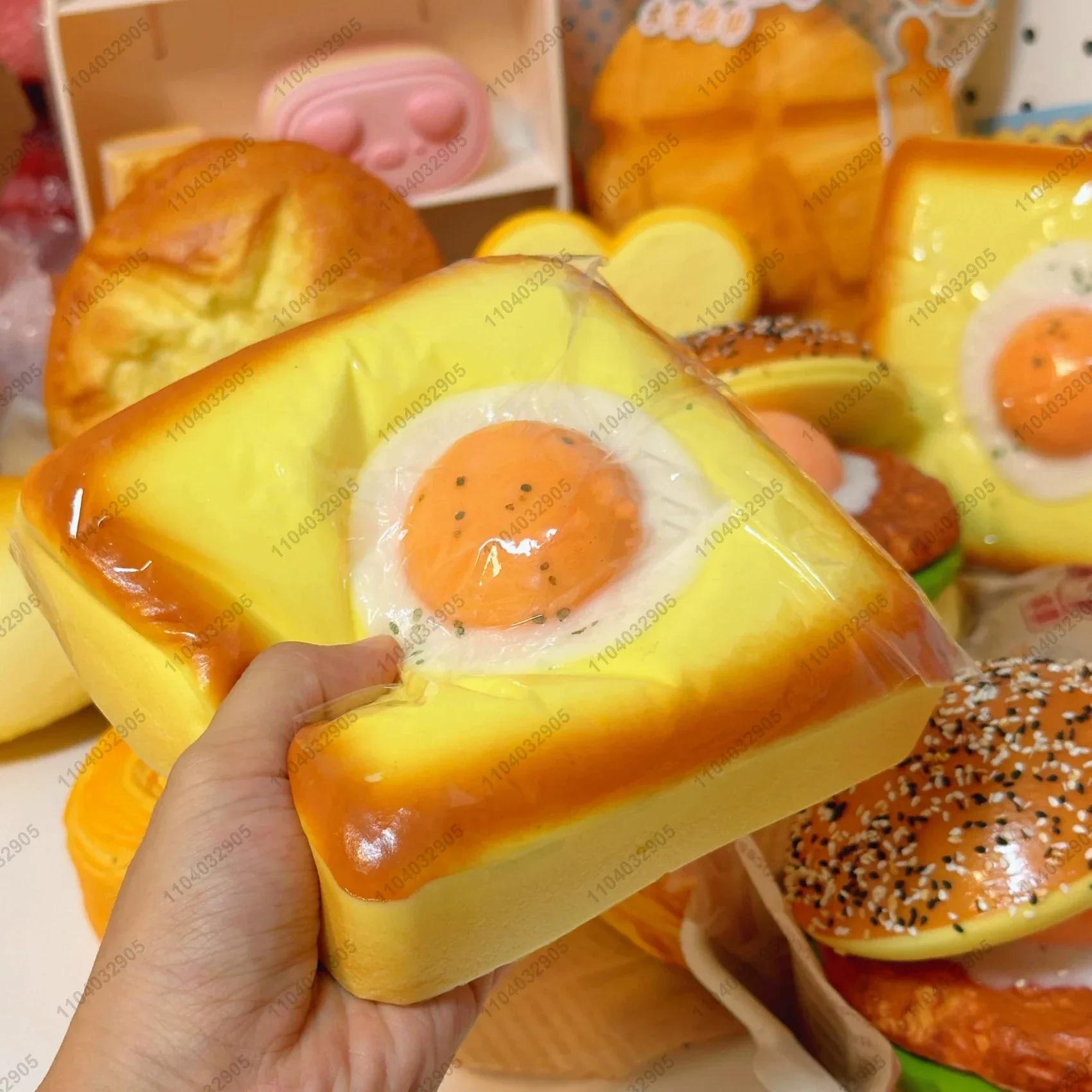 Jumbo Gebakken Ei Toast Squishy - Dik Langzaam Rijzend Brood Knijp Decompressie Hand Speelgoed