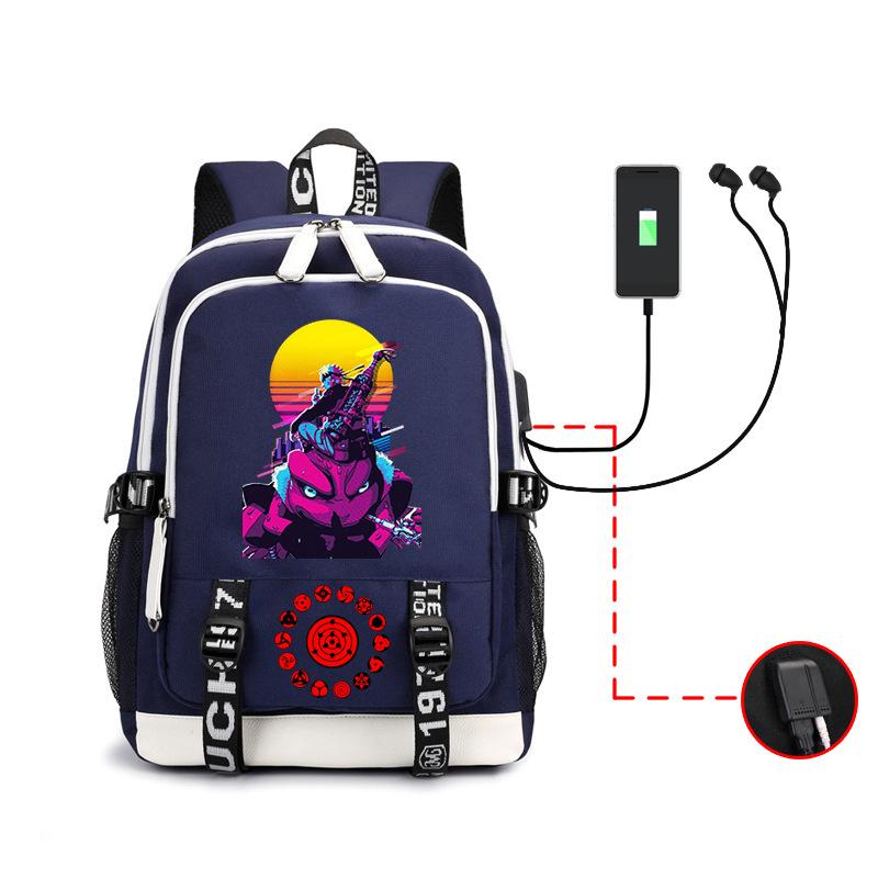Anime Rucksack Mode Street Trend Herren Große Kapazität USB Kopfhörer Computertasche