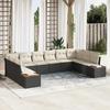 VidaXL 10-Piece Garden Sofa Set with Cushions Black Synthetic Rattan Acacia 3348173