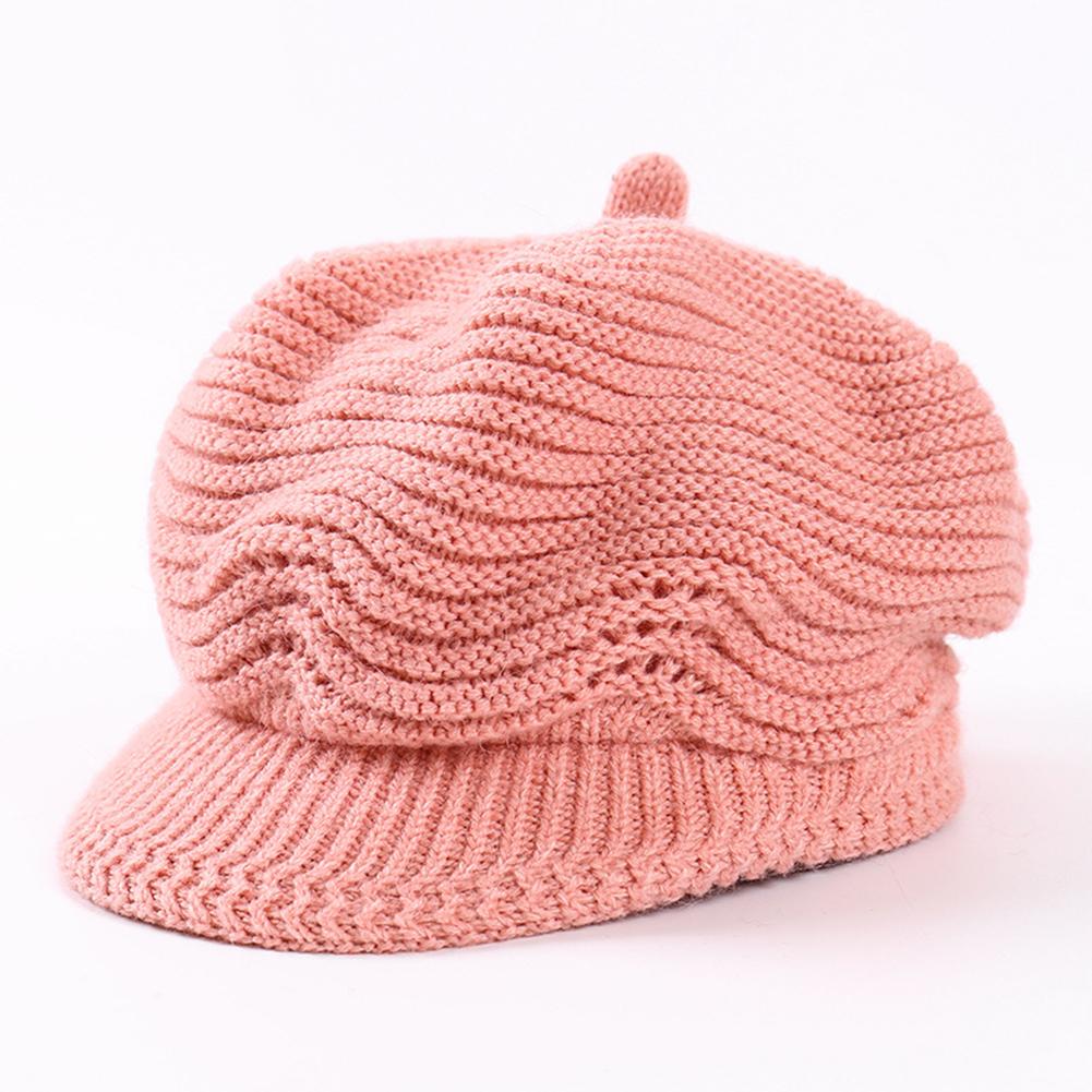 Women Knitted Cap Peaked Octagonal Beret Cap Fashionable Winter Autumn Hat