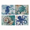 1pc Vintage Ocean Style Encrypted Linen Placemat, Summer Style Seahorse/Starfish/Seashell/Conch Table Mat, Tabletop Protection